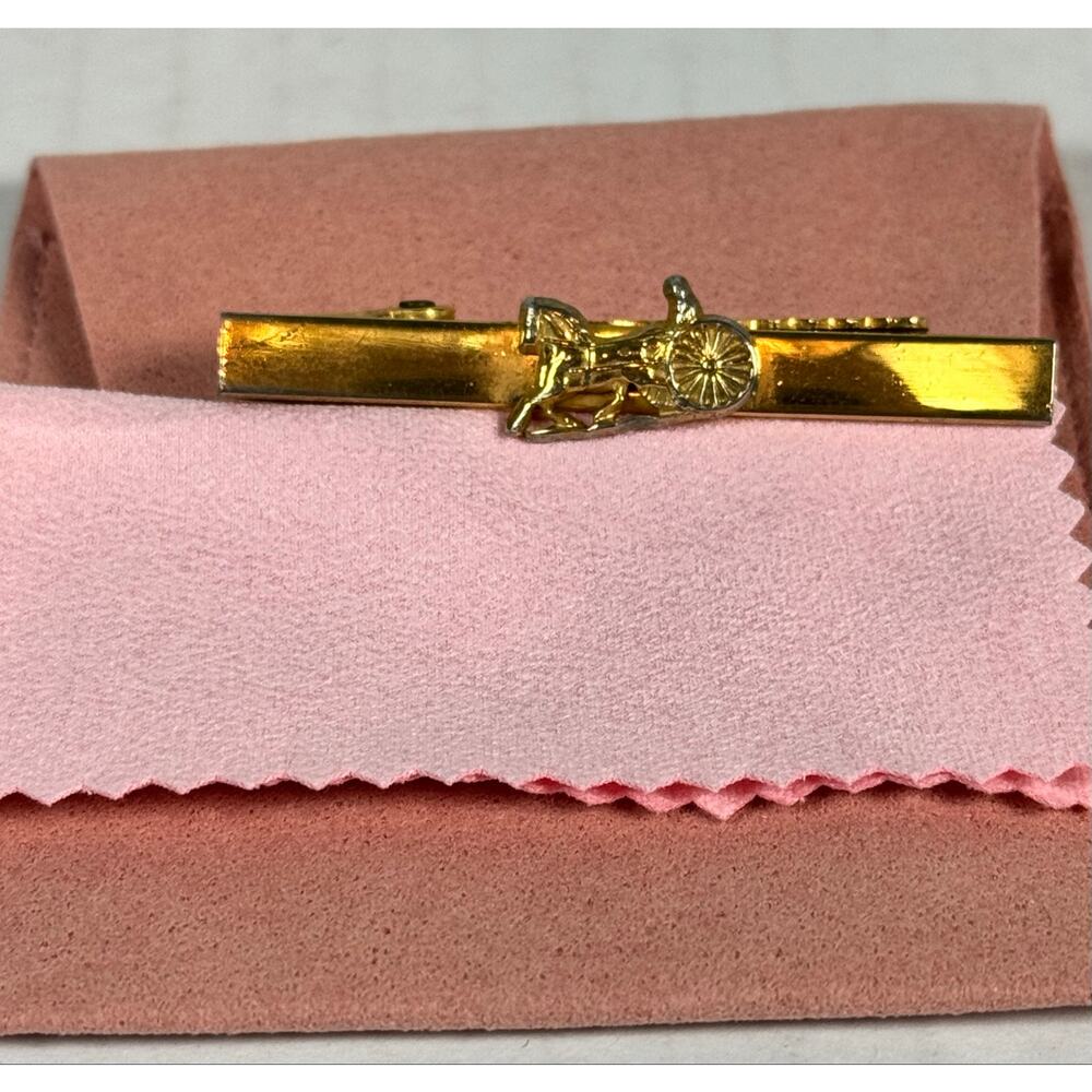 Vintage Celine Horse Carriage Gold Tone Tie Clip Bar